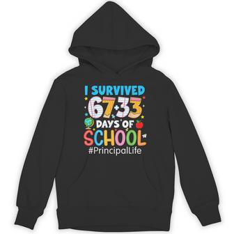 I Survived 6733 100Th Day Of School Principal Life Hoodie - Thegiftio UK