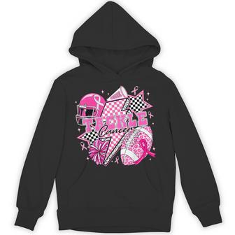 Tackle Cancer Football Pink Ribbon Cheer Breast Cancer Aware Hoodie - Seseable