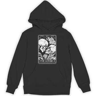 Tarot Card The Lovers Vintage Skeleton Goth Halloween Witch Hoodie - Thegiftio UK
