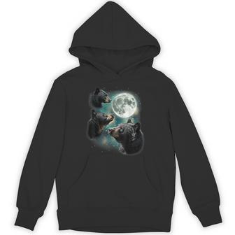 Three Black Bear Moon 3 Wild Bears Gazing At The Moonlight Hoodie | Mazezy