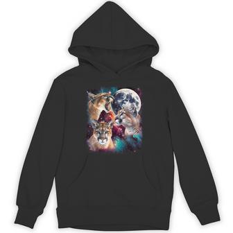 Three Mountain Lion Moon 3 Cougar Moon Cursed Meme Hoodie - Thegiftio UK