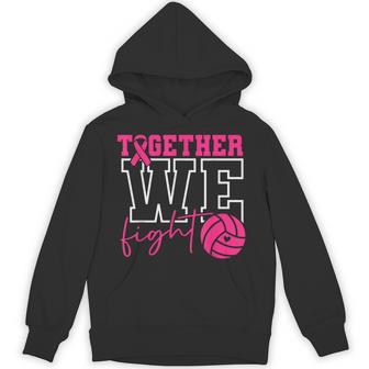 Together We Fight Volleyball Pink Ribbon Breast Cancer Hoodie - Seseable