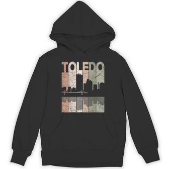 Toledo Vintage Toledo Ohio Retro Toledo Skyline Small Black Hoodie - Thegiftio