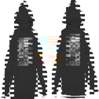 Trucker Truck Usa America Flag Graphic Hoodie - Monsterry