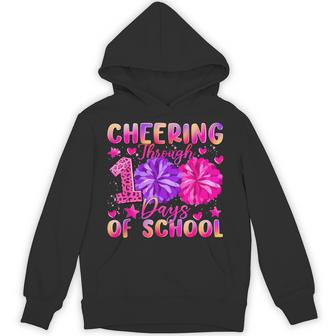 Vintage Cheering Through 100 Days Of School Cheerleader Hoodie - Thegiftio UK