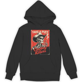 Vintage Western Skeleton Cowboy Take A Puff Hoodie - Thegiftio UK