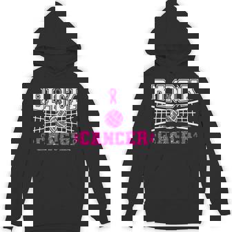 Volleyball Breast Cancer Awareness Block Out Cancer Pink Hoodie | Mazezy