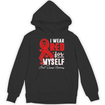 I Wear Red For Myself Heart Disease Awareness Butterflies Hoodie - Thegiftio UK