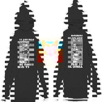 Welsh Corgi Pembroke Dog My Corgi Makes Me Look Tall -Adults Black Small Classic Fit Crew Neck Short Sleeve Hoodie | Mazezy