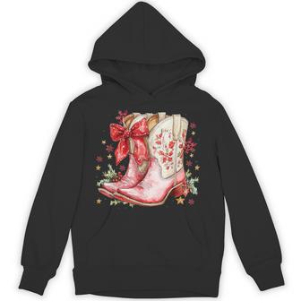 Western Christmas Family Pajamas Bow Cowgirl Cowboy Boots Hoodie | Mazezy