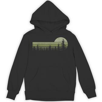 Wildlife Vintage Sunset Mountain Forest Trees Hiking Nature Hoodie - Monsterry