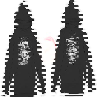 Wolf Santa Hat Xmas Wolf Lovers Christmas Pajama Hoodie - Thegiftio