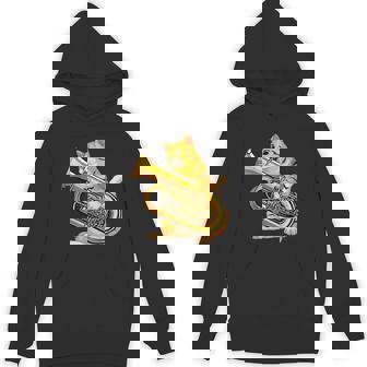 チューバを弾く面白い猫ギフト かわいい子猫ミュージシャンファン パーカー - Kawaiitshirt