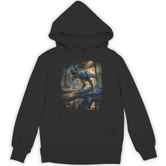 ティレックス 夜に吠える恐竜 リアルなグラフィックデザイン 長袖tシャツ パーカー - Kawaiitshirt