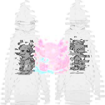 Axolotl With Boba Tea Colorful Cute Axolotl Graphic Hoodie - Thegiftio