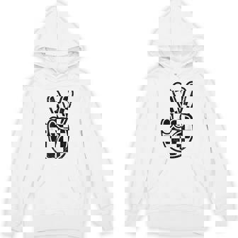Checkered Peace Sign 60S 70S 80S Race Car Gamer Boys Toddler Hoodie - Thegiftio