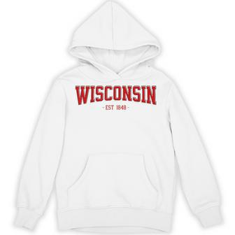 Classic Wisconsin Print Retro Varsity Vintage Wisconsin Hoodie - Thegiftio UK