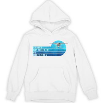 Easily Distracted By Airplanes Pilot Aviation Hoodie | Mazezy