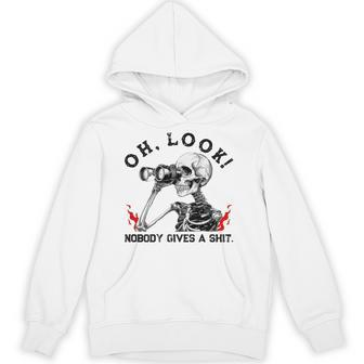 Skeleton Oh Look Nobody Gives A Shit On Back Hoodie - Thegiftio UK