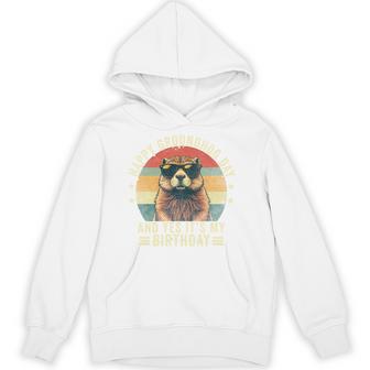 Happy Groundhog Day Birthday Cool Groundhog With Sunglasses Hoodie - Monsterry
