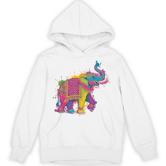 Happy Holi Elephant Colorful Festival Of Colors India Hoodie - Monsterry