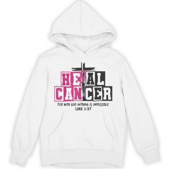 He Can Heal Cancer Pink Ribbon Breast Cancer Month Hoodie - Thegiftio UK