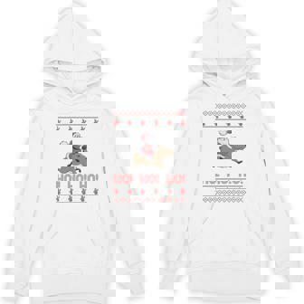 Ho Ho Ho Santa Riding Capybara Ugly Christmas Sweater Hoodie - Thegiftio