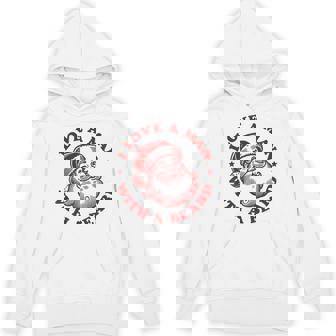 I Love A Man With A Beard Santa Claus Face Xmas Hoodie | Mazezy