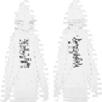 Mini Miniature Schnauzer Dog Raising Paw Love Idea Hoodie | Mazezy