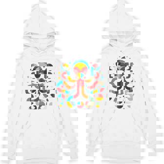 Modern Geometric Minimalism Illustration Octopus Art Premium Unisex Hoodie | Mazezy