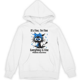 Motivational Type 1 Diabetes Awareness T1d Cat Ribbon Blue Hoodie | Mazezy