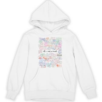 All I Need Is Travel Passport World Stamps Travel Airplane Hoodie - Monsterry