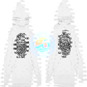 New London Connecticut CT Vintage Nautical Waves Unisex Hoodie | Mazezy