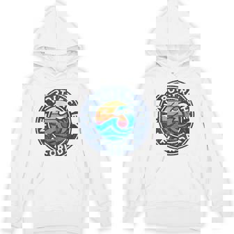 New Port Richey Florida FL Vintage Nautical Waves Unisex Hoodie | Mazezy