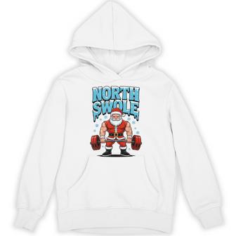North Swole Santa Christmas Gym Workout Lifting Humor Hoodie - Seseable