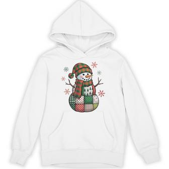 Patchwork Snowman Retro Christmas Xmas Snowman Holiday Hoodie - Thegiftio UK