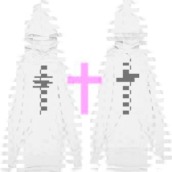 Pink Christian Jesus Cross Pink Unisex Hoodie | Mazezy