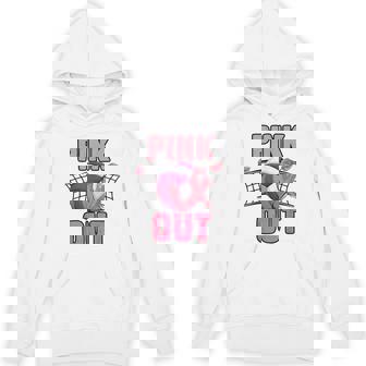 Pink Out Volleyball Breast Cancer Awareness Ribbon Volley Hoodie | Mazezy