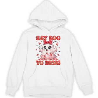 Say Boo To Drugs Coquette Red Ribbon Week Awareness Wome Hoodie - Thegiftio UK