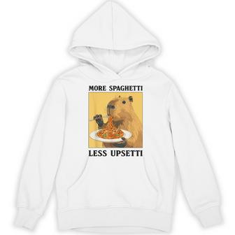 More Spaghetti Less Upsetti Capybara Quote Hoodie - Thegiftio UK