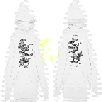 T-Rex Dinosaur Playing Flute Musician Music Premium Unisex Hoodie | Mazezy