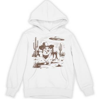 Ufo Corgi Western Alien Vintage 90S Wild West Fun Cowboy Dog Hoodie - Monsterry