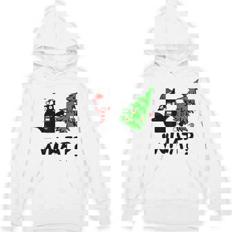 Ugly Sweater Christmas Tree Naughty Black Cat What Santa Hat Hoodie | Mazezy