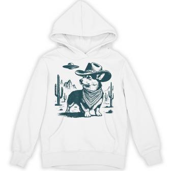Vintage Corgi Ufo Corgi Cowboy With Ufo Western Dog Hoodie - Thegiftio UK