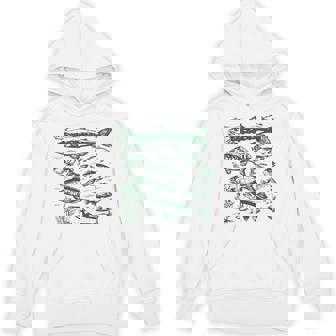 Vintage Fish Fishing Retro Fish Species Biology Adult White Small Short Sleeve Hoodie - Thegiftio