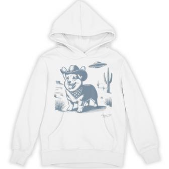 Vintage 90S Western Cowboy Corgi Ufo Hoodie - Monsterry