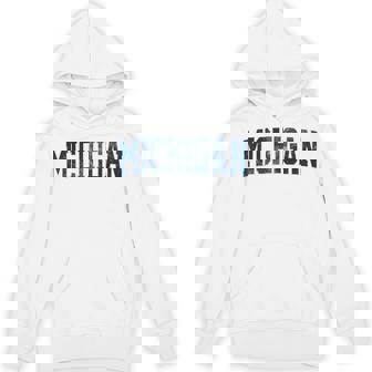 Vintage Michigan Look Blue Maize Retro Gold Michigan Hoodie - Monsterry