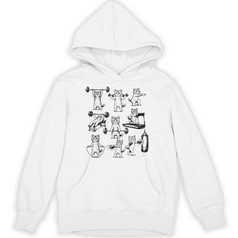Vintage Retro Weight Lifting Gym Cat Deadlift Cat Love Hoodie - Monsterry