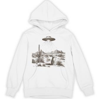 Vintage Western Ufo Alien Rodeo Cowboy Cat Wild West Kitten Hoodie - Monsterry