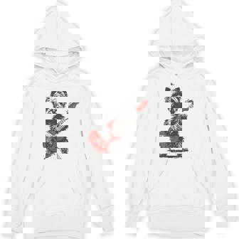 Vintage Yorkie Rock Dog Playing Guitar Rock Style Hoodie - Monsterry